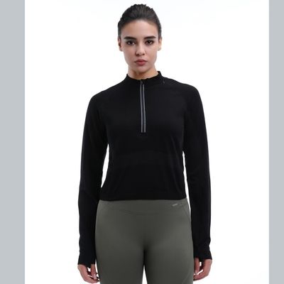 Quarter Performance Long Sleeve Umidity Wicking Foli di pollice Riflettente