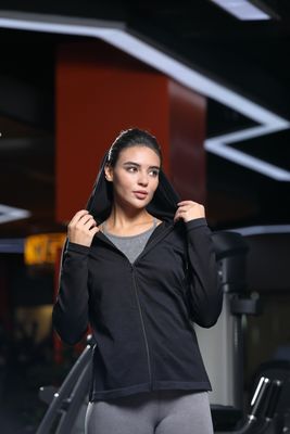 Full Zip Performance Long Sleeve Hoodie Umidity Wicking Regular Fit