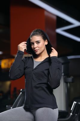 Full Zip Performance Long Sleeve Hoodie Umidity Wicking Regular Fit