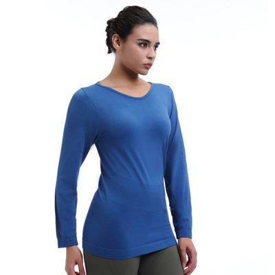 Maglietta da ginnastica da donna a manica lunga in forma libera Rivestimento di velluto a prova di vento Per attività all'aria aperta