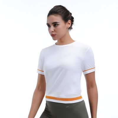 Maglia tagliata allenamento manica corta leggero ventilato elegante per lo yoga e la corsa