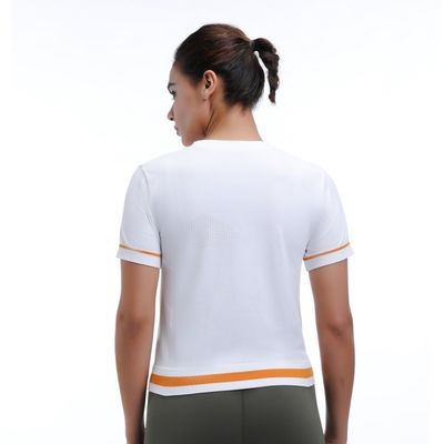 Maglia tagliata allenamento manica corta leggero ventilato elegante per lo yoga e la corsa