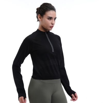 Quarter Performance Long Sleeve Umidity Wicking Foli di pollice Riflettente